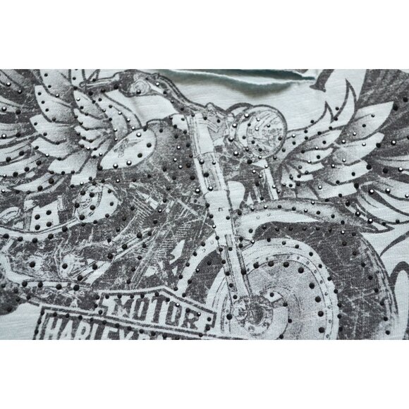 Harley Davidson Women's Teal Blue Slashed Tank Large New - Picture 3 of 7